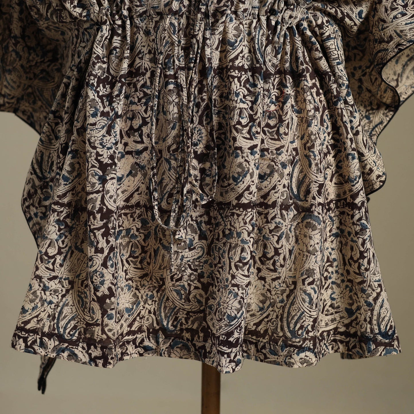 Beige Kalamkari Block Print Cotton Kaftan (Short)