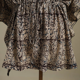 Beige Kalamkari Block Print Cotton Kaftan (Short)