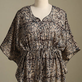 Beige Kalamkari Block Print Cotton Kaftan (Short)