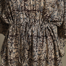 Beige Kalamkari Block Print Cotton Kaftan (Short)