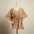 Buy Beige Kalamkari Block Print Cotton Kaftan