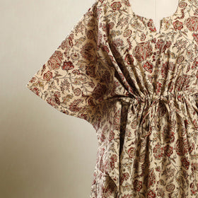 Beige - kalamkari cotton kaftan (short) 68 - handcrafted