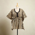 Buy Beige Kalamkari Block Print Cotton Kaftan
