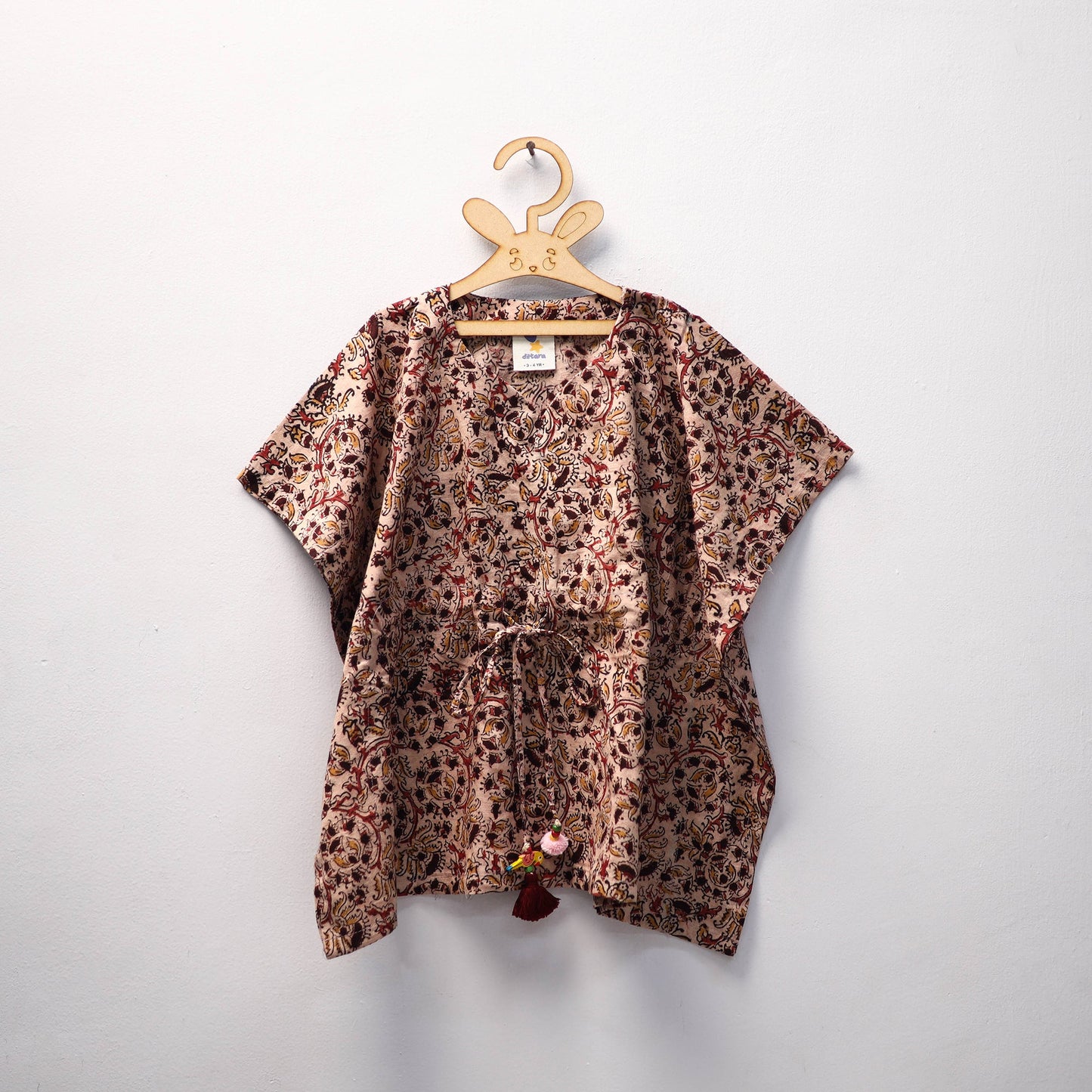 Beige - kalamkari cotton kids kaftan (3-4 years) 43