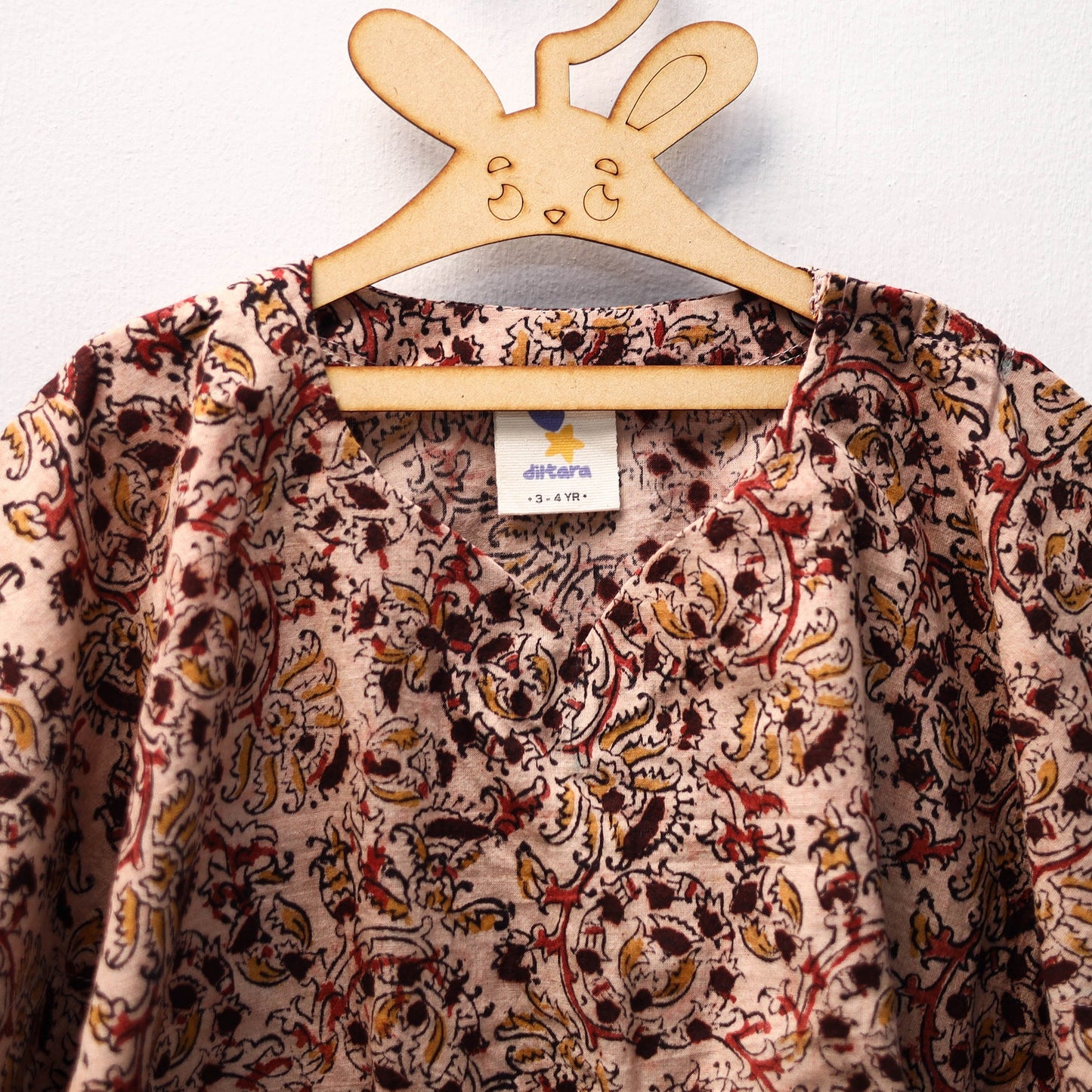 Beige - kalamkari cotton kids kaftan (3-4 years) 43