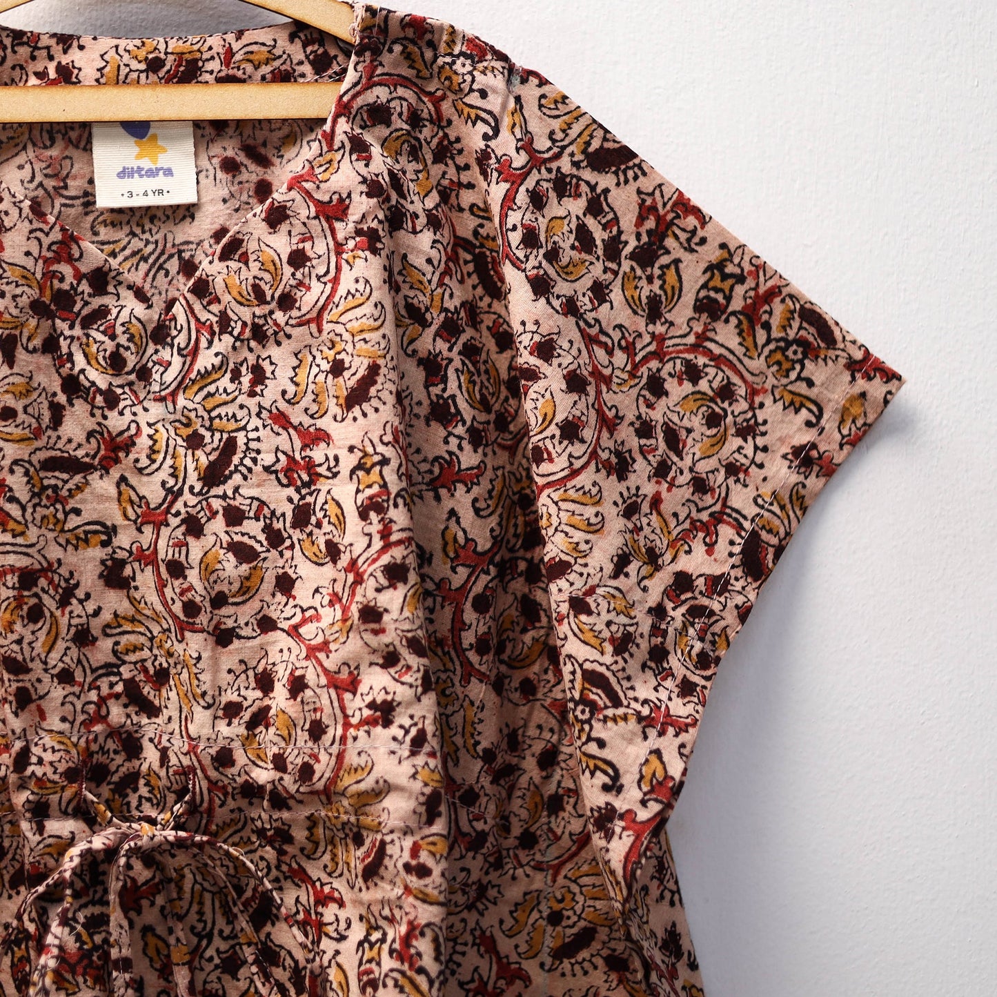 Beige - kalamkari cotton kids kaftan (3-4 years) 43