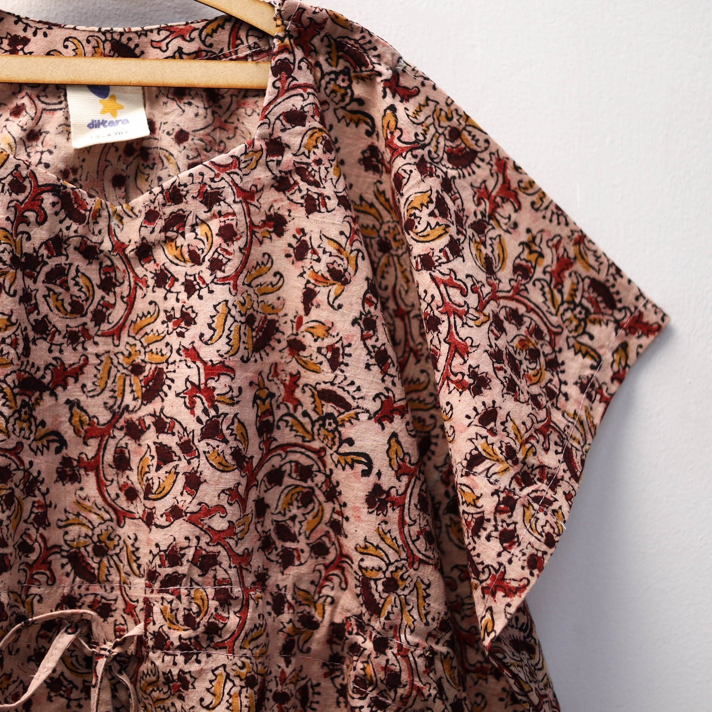 Beige - kalamkari cotton kids kaftan (3-4 years) 44