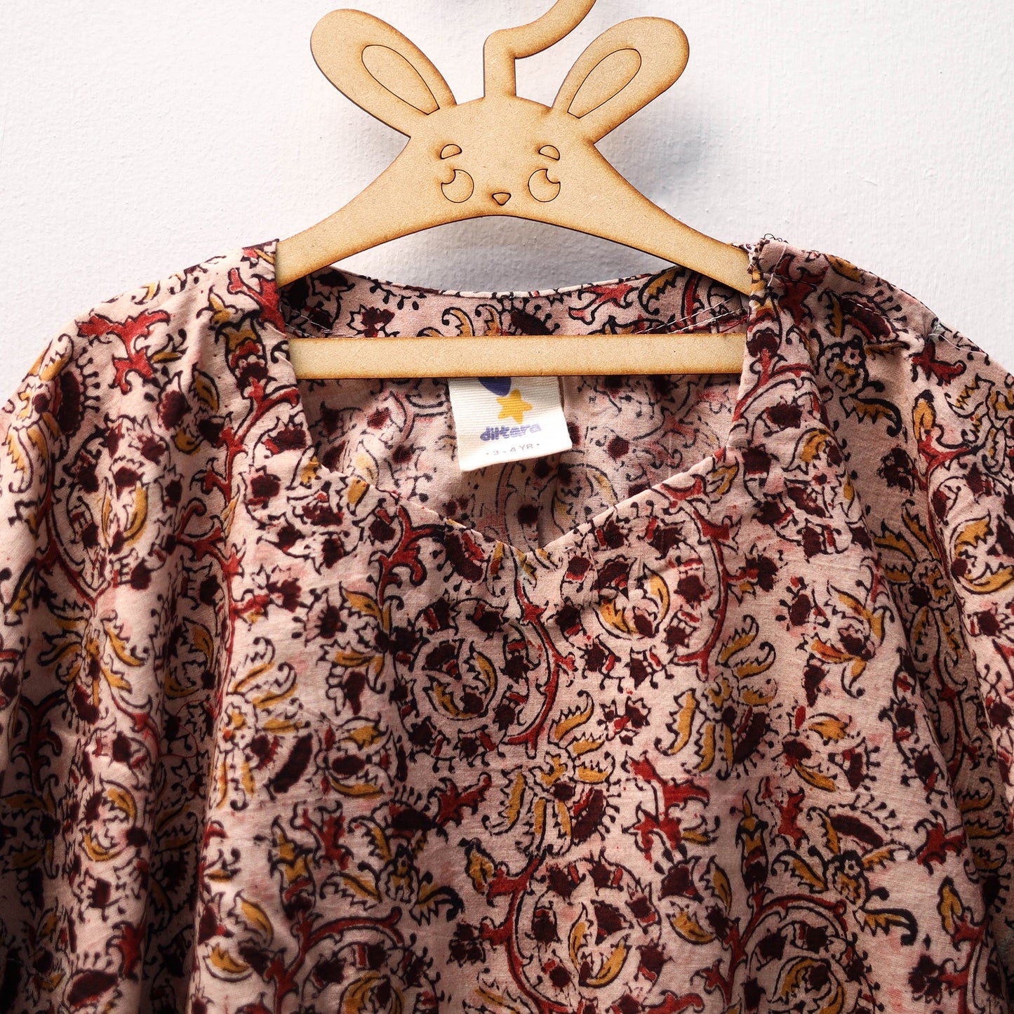 Beige - kalamkari cotton kids kaftan (3-4 years) 44