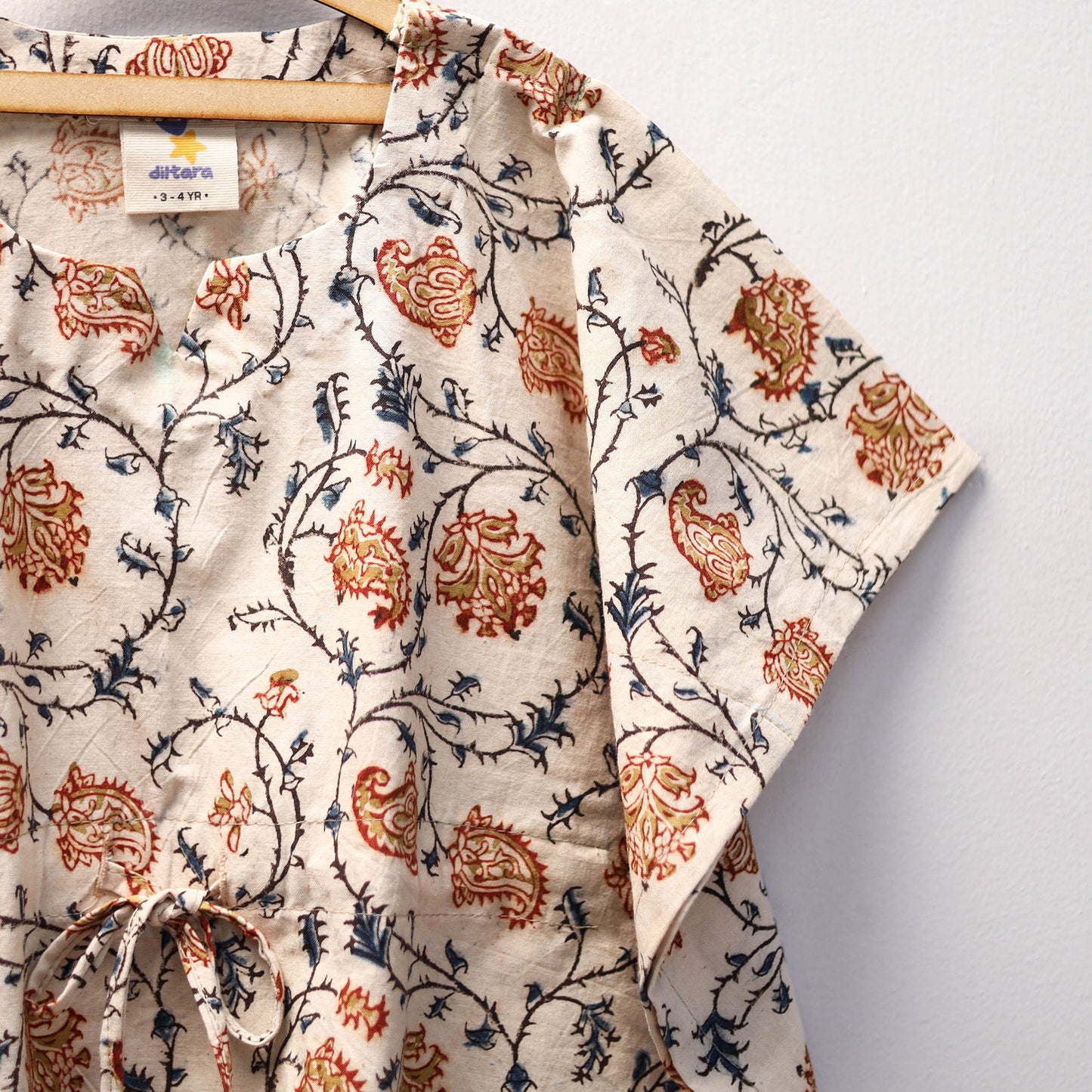 Beige - kalamkari cotton kids kaftan (3-4 years) 48