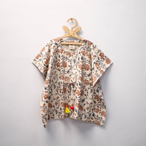 Beige - kalamkari cotton kids kaftan (3-4 years) 48