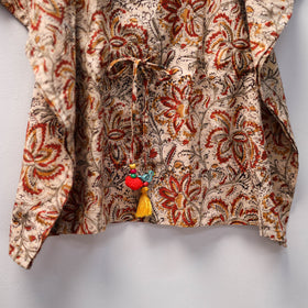 Beige Kalamkari Block Print Cotton Kids Kaftan (3-4 Years)