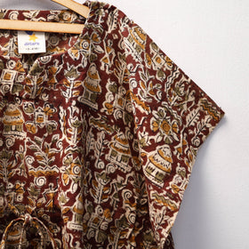 Brown Kalamkari Block Print Cotton Kids Kaftan (3-4 Years)