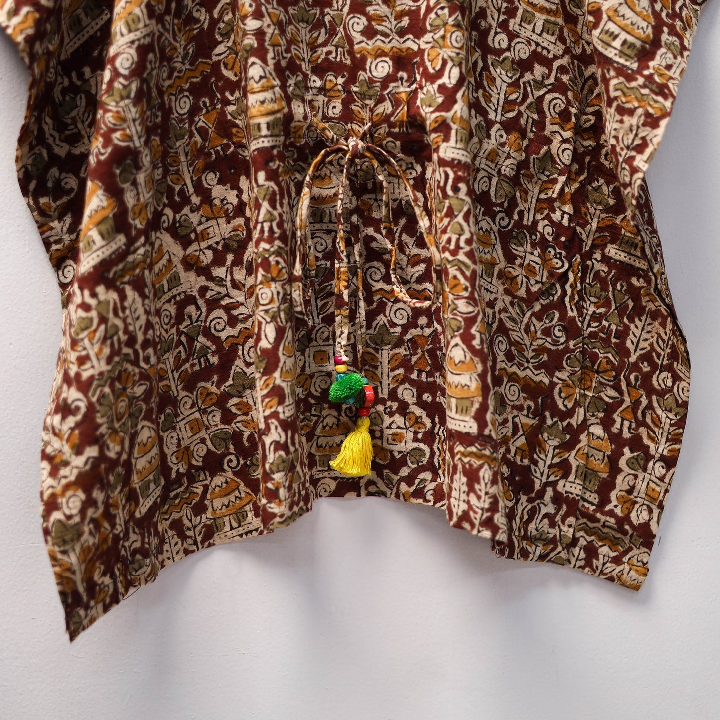 Brown Kalamkari Block Print Cotton Kids Kaftan (3-4 Years)