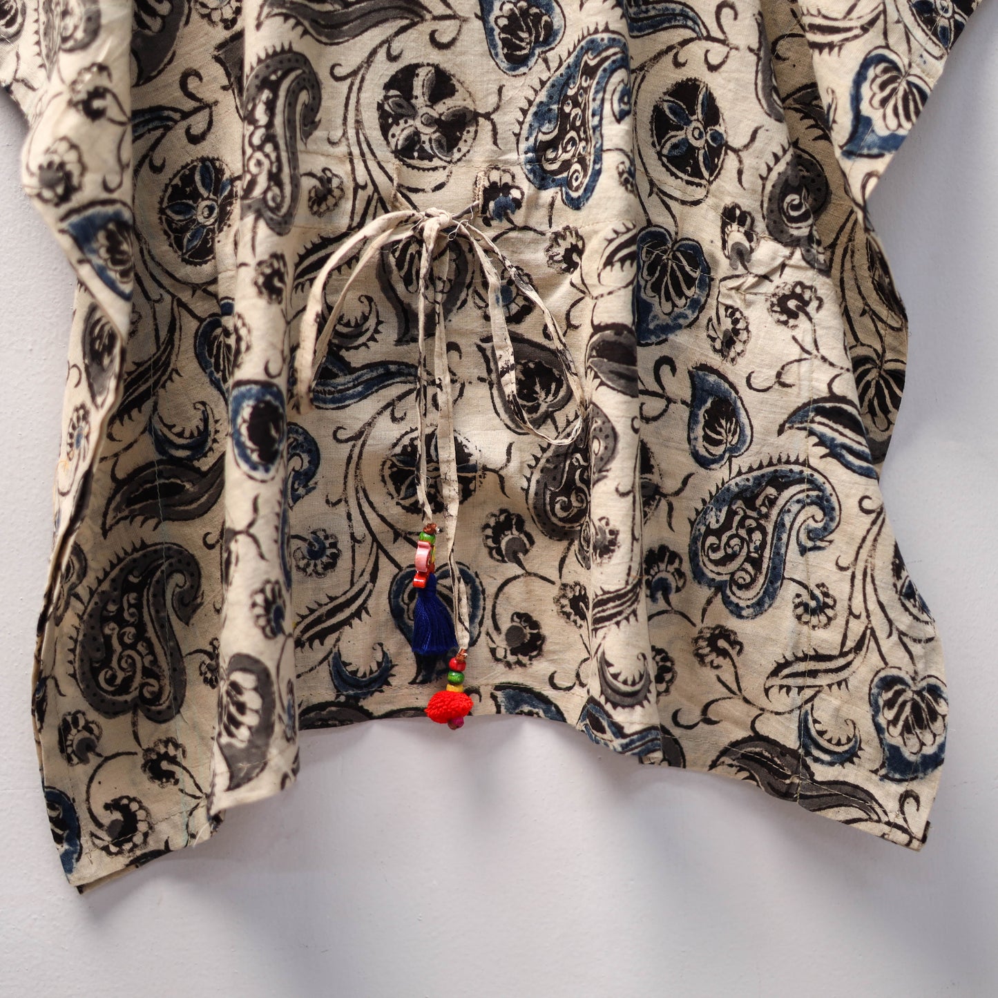 Beige Kalamkari Block Print Cotton Kids Kaftan (3-4 Years)