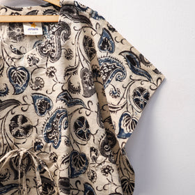 Beige Kalamkari Block Print Cotton Kids Kaftan (3-4 Years)