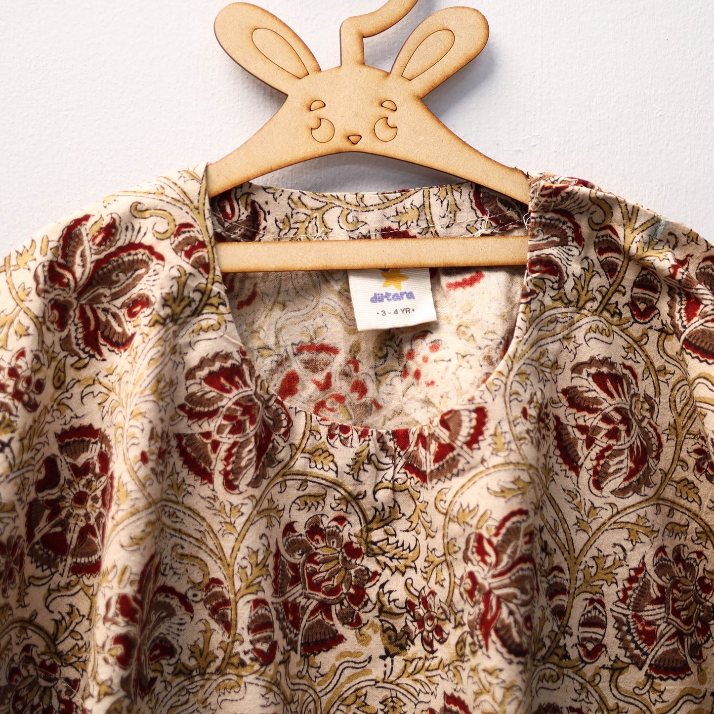 Beige - kalamkari cotton kids kaftan (3-4 years) 62