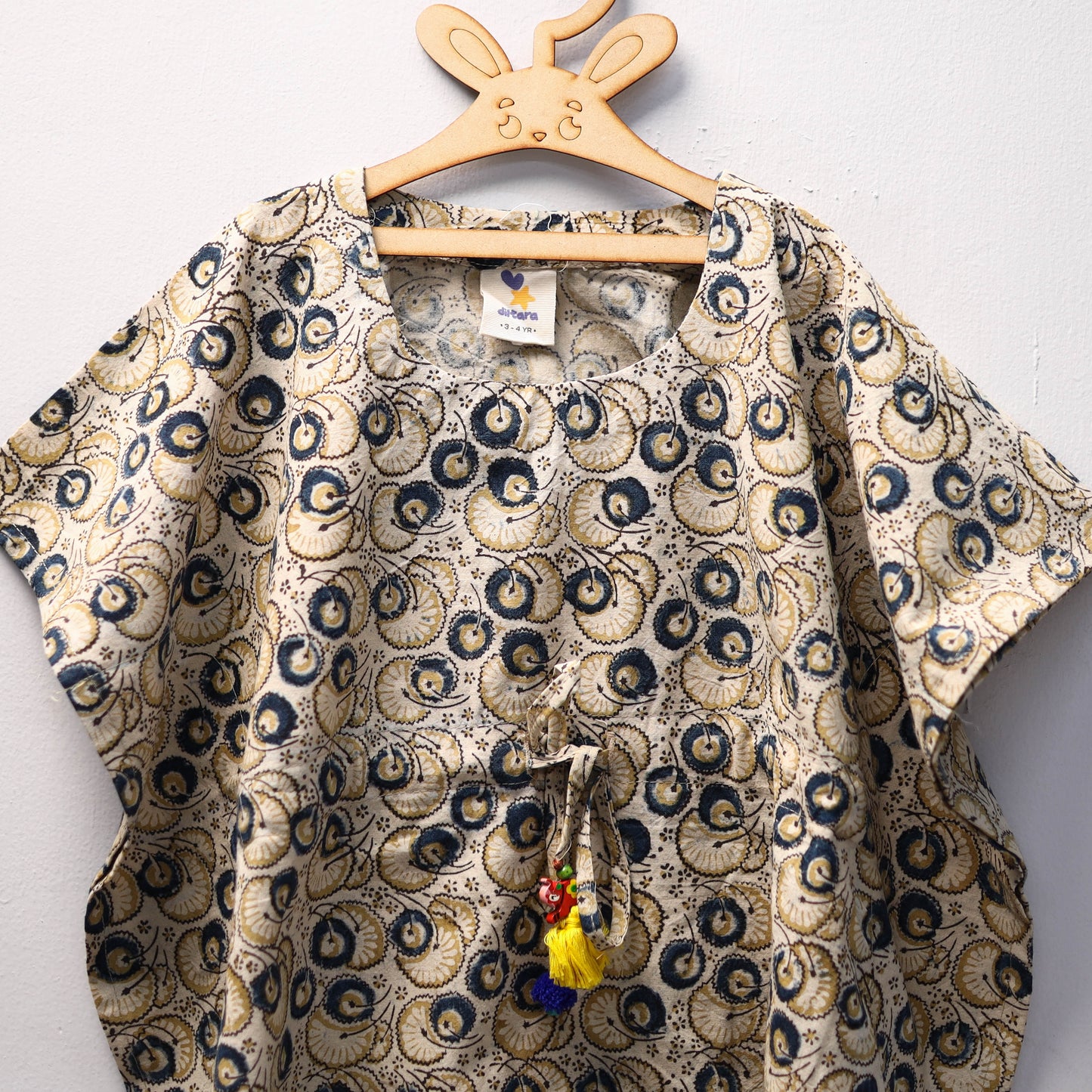 Beige - kalamkari cotton kids kaftan (3-4 years) 68