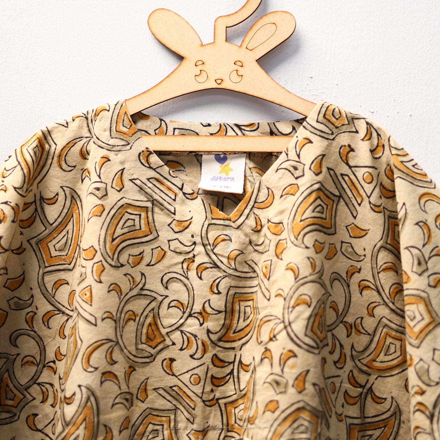 Beige - kalamkari cotton kids kaftan (3-4 years) 71