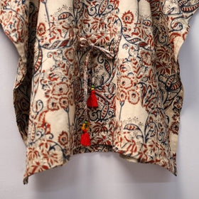 Beige Kalamkari Block Print Cotton Kids Kaftan (3-4 Years)