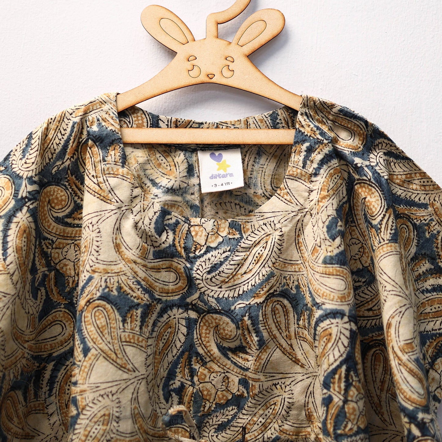 Beige - kalamkari cotton kids kaftan (3-4 years) 73