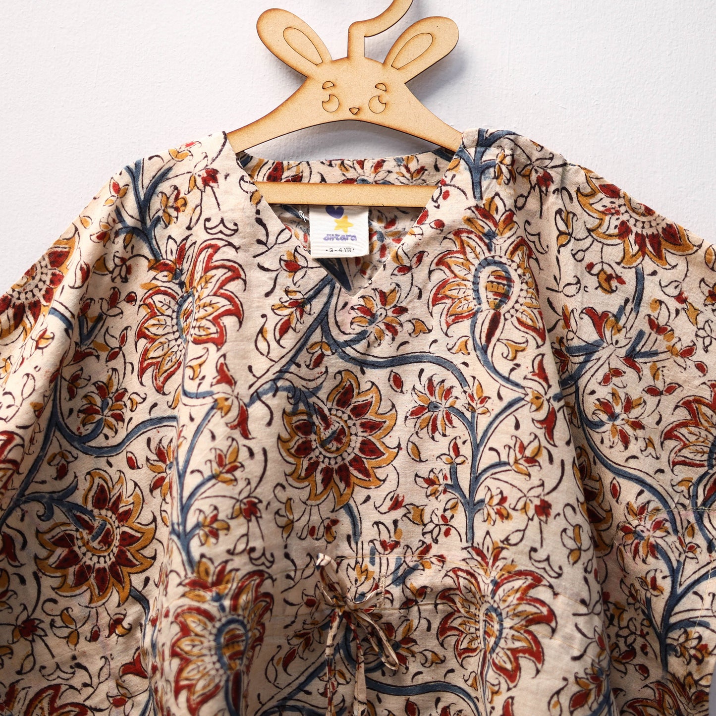 Beige - kalamkari cotton kids kaftan (3-4 years) 75