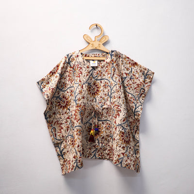 Beige - kalamkari cotton kids kaftan (3-4 years) 75