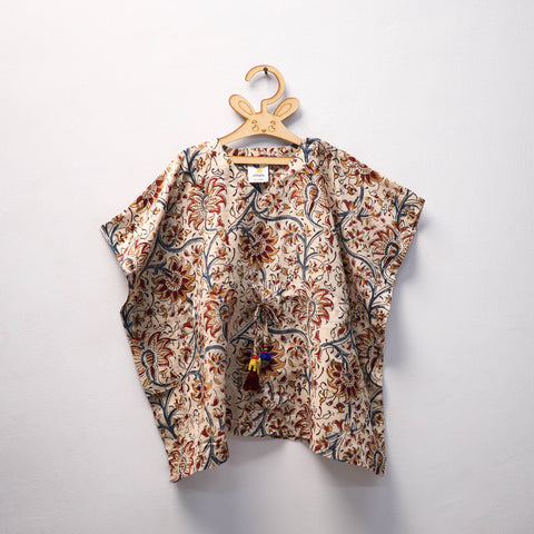 Beige - kalamkari cotton kids kaftan (3-4 years) 75