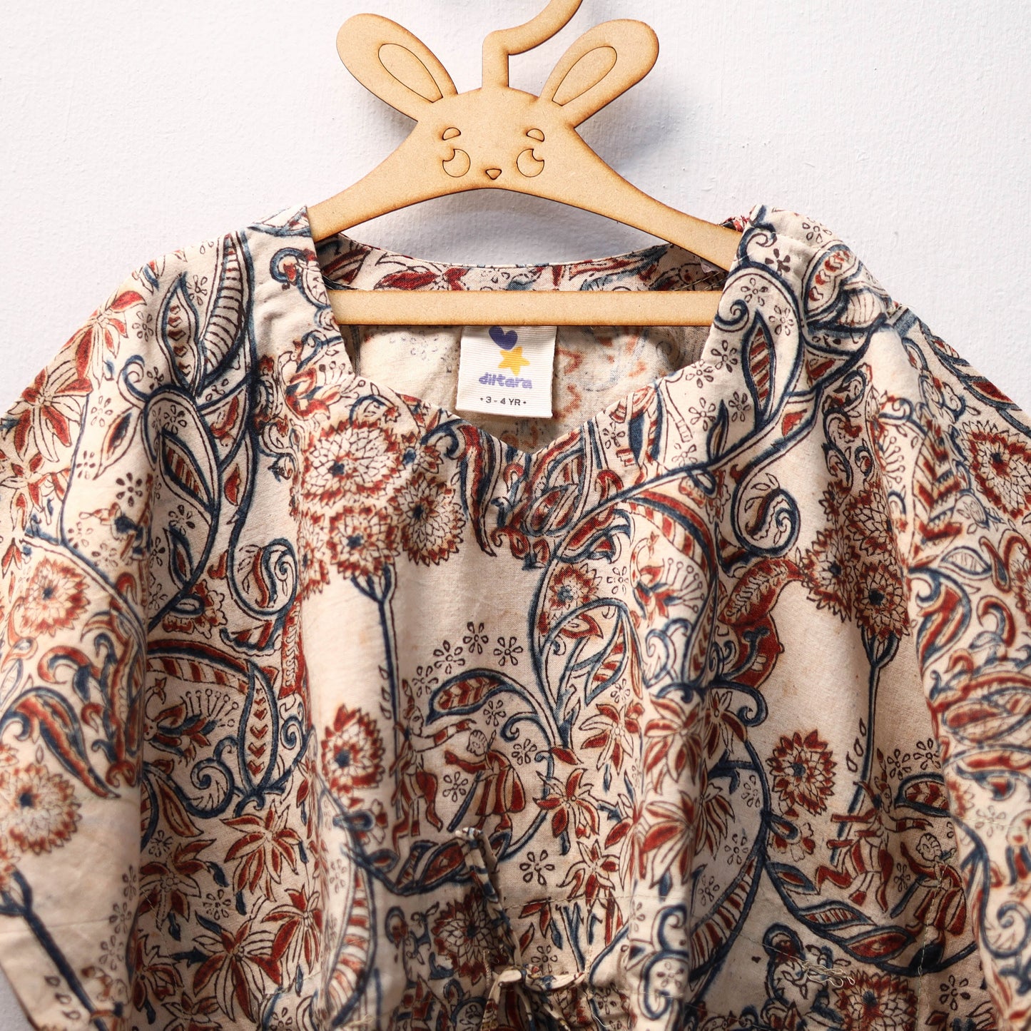 Beige - kalamkari cotton kids kaftan (3-4 years) 76