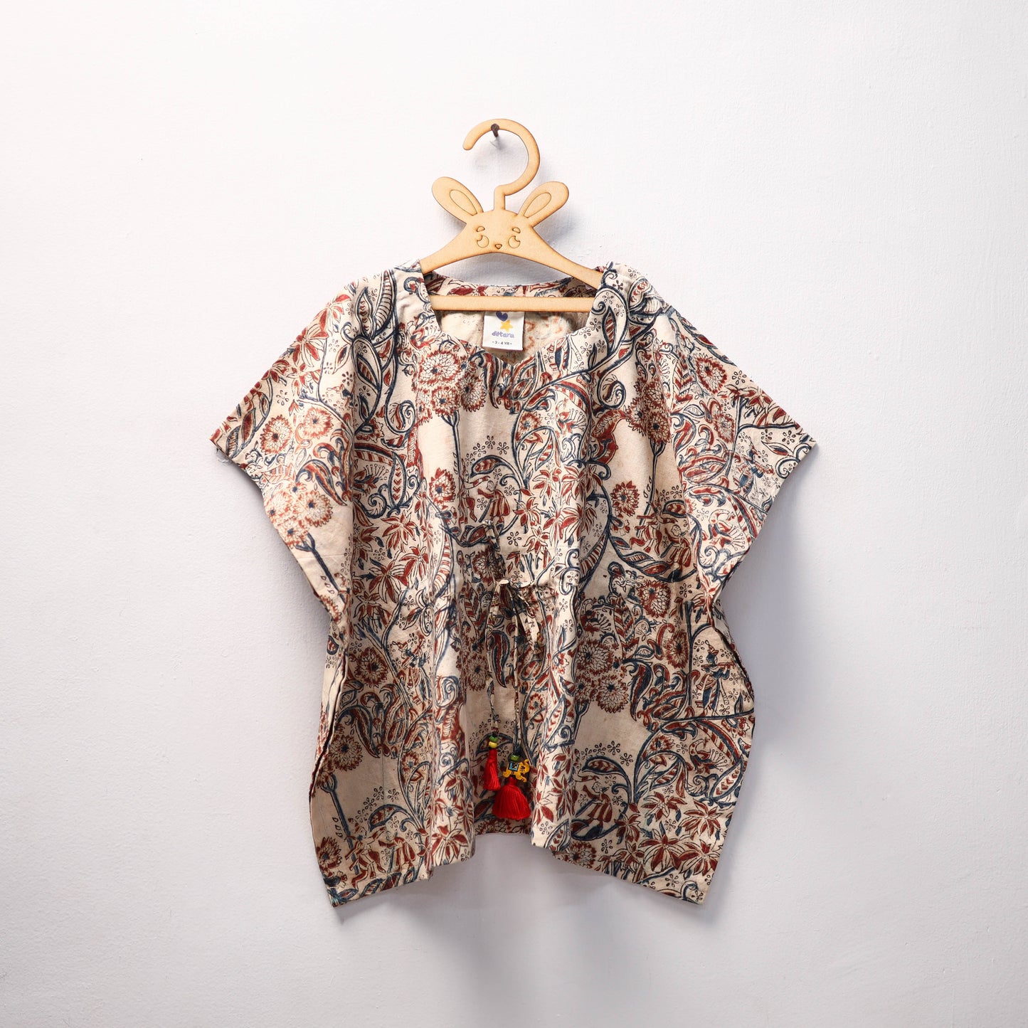 Beige - kalamkari cotton kids kaftan (3-4 years) 76