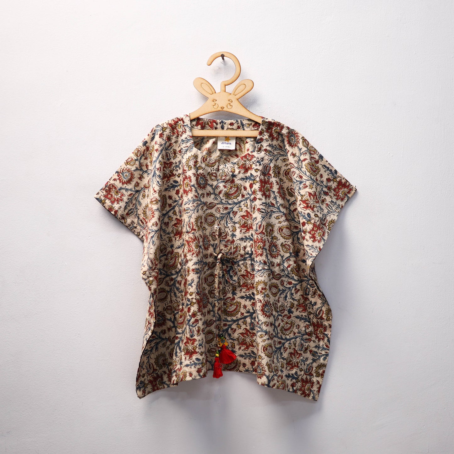 Beige - kalamkari cotton kids kaftan (3-4 years) 78