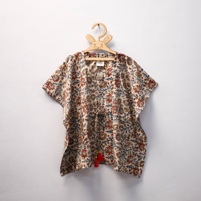 Beige - kalamkari cotton kids kaftan (3-4 years) 78