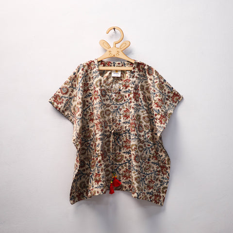 Beige - kalamkari cotton kids kaftan (3-4 years) 78