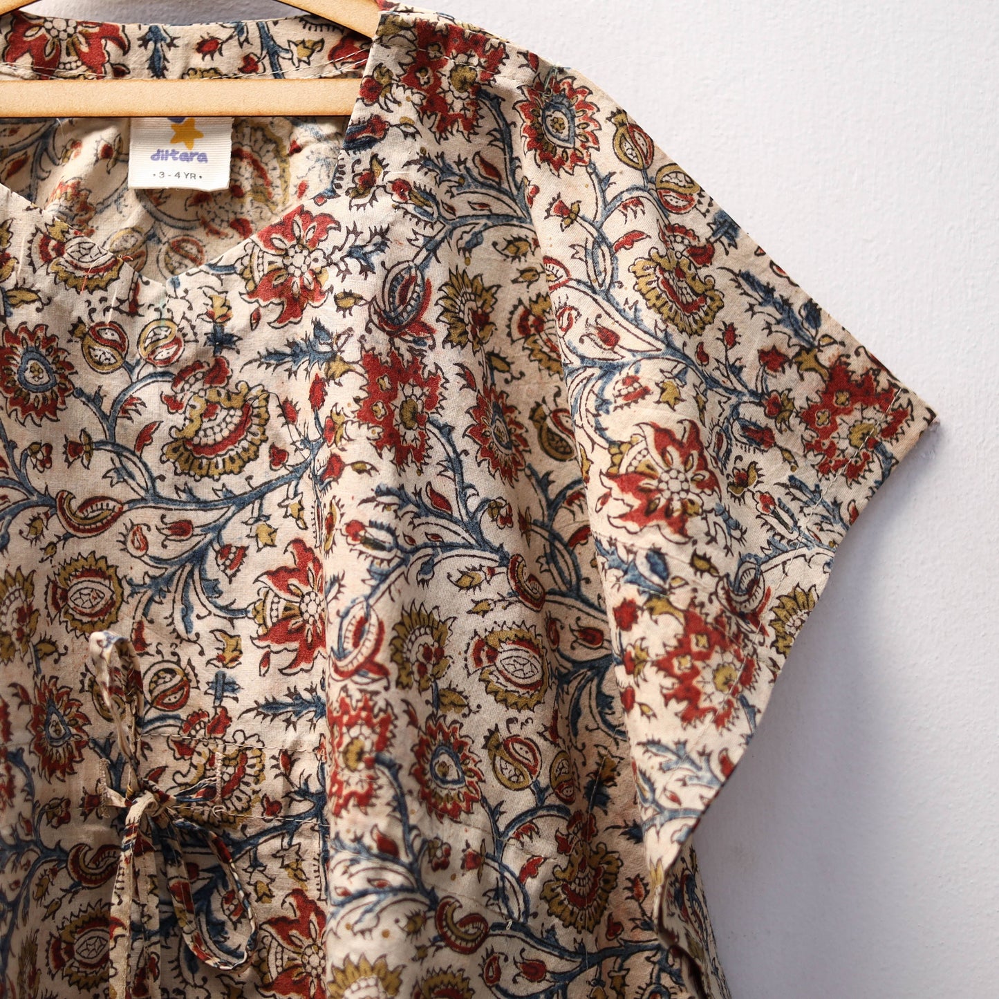 Beige - kalamkari cotton kids kaftan (3-4 years) 78
