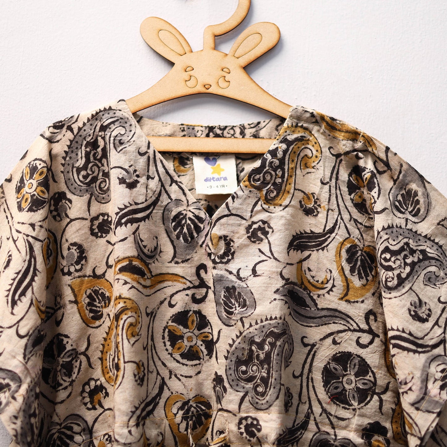 Beige - kalamkari cotton kids kaftan (3-4 years) 86