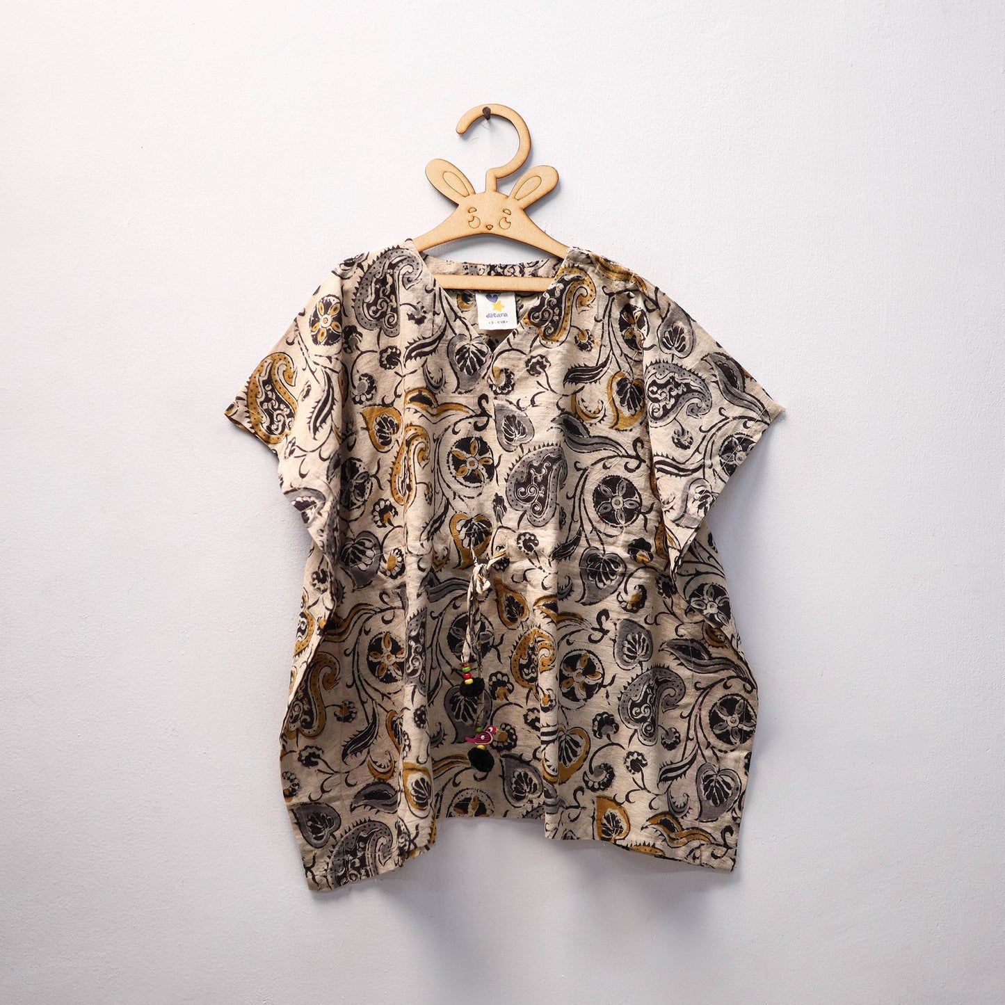 Beige - kalamkari cotton kids kaftan (3-4 years) 86