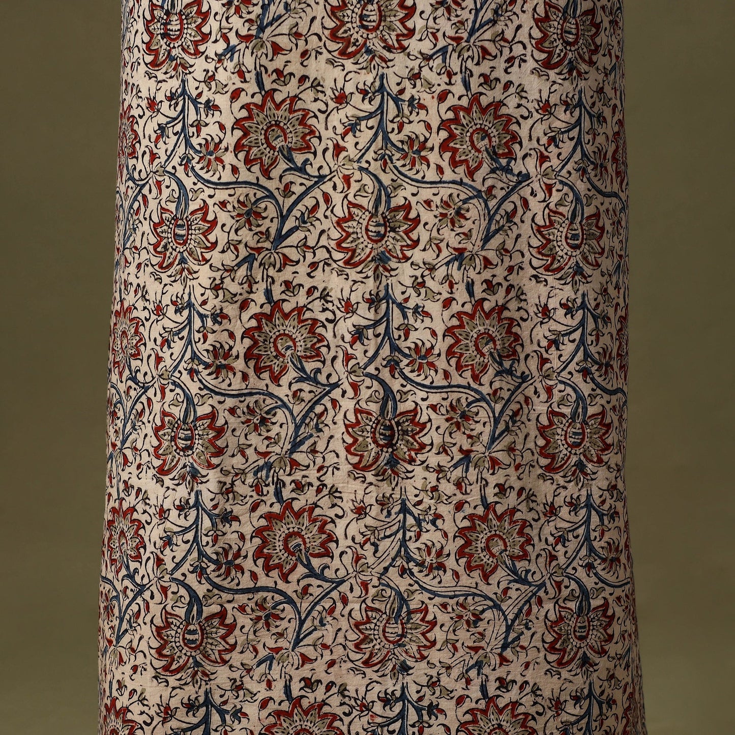 Beige Kalamkari Print Cotton Unstitched Kurta Material