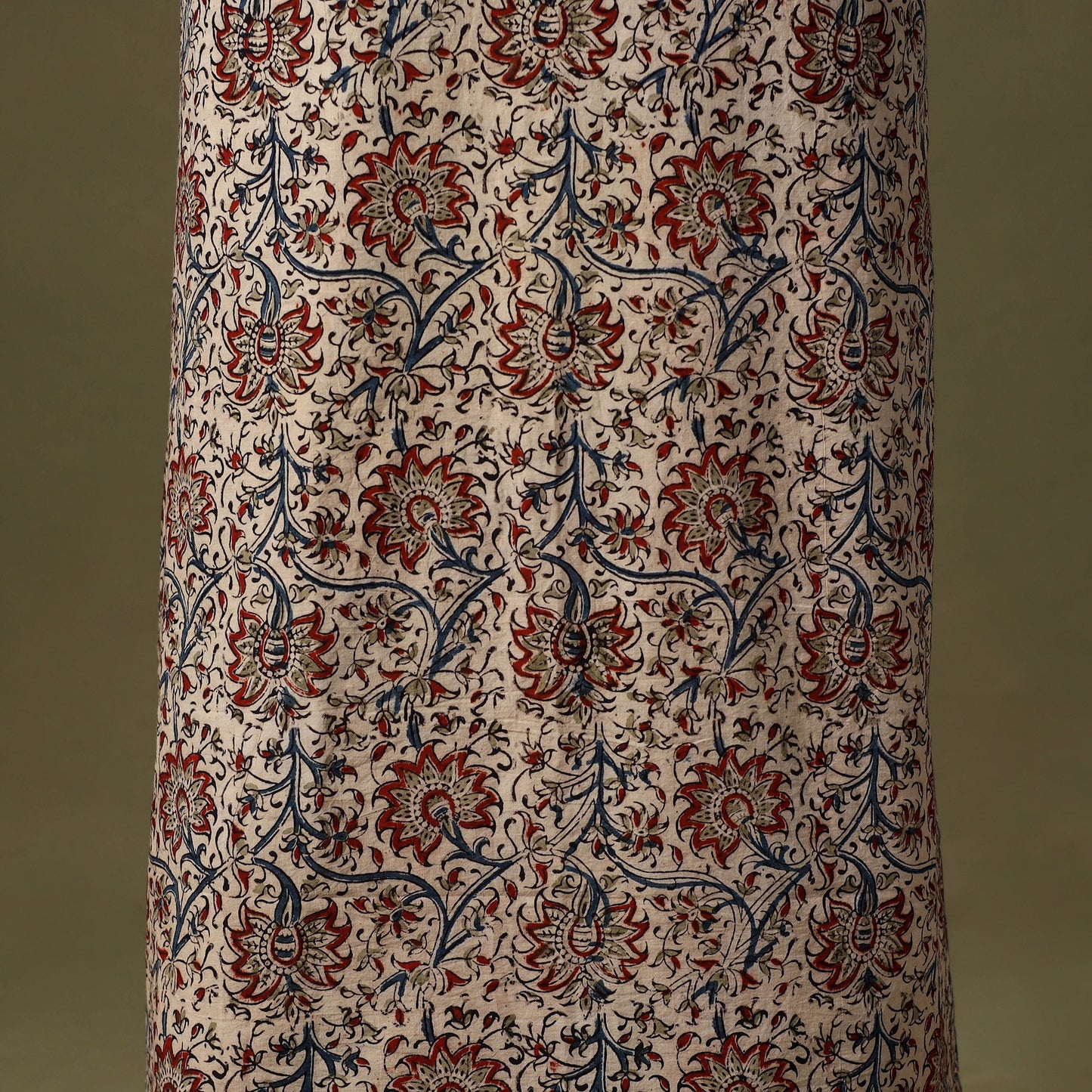 Beige Kalamkari Print Cotton Unstitched Kurta Material