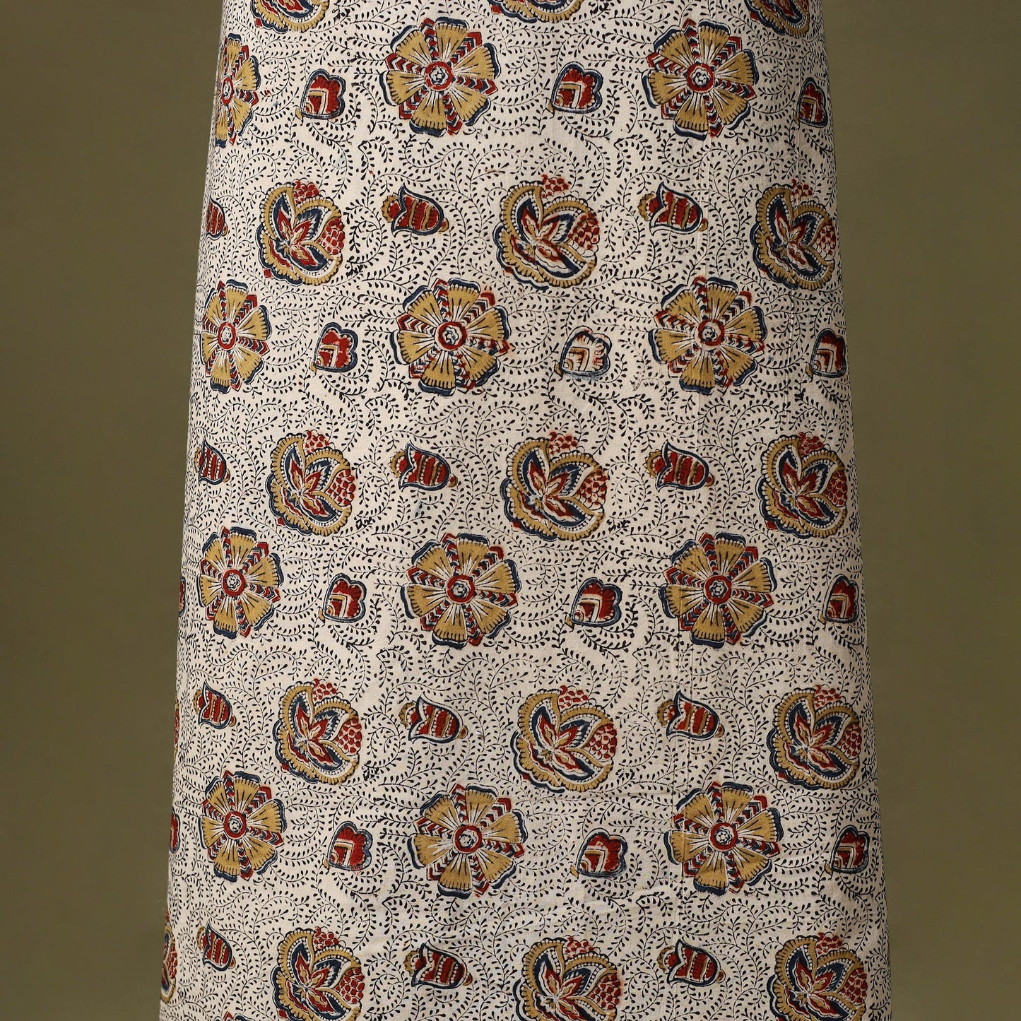 Beige - kalamkari cotton unstitched kurta material (2.6m)
