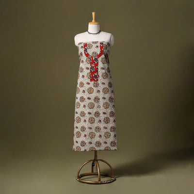 Beige - kalamkari cotton unstitched kurta material (2.6m)