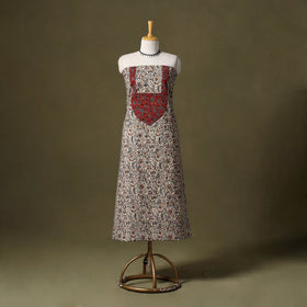 Beige Kalamkari Print Cotton Unstitched Kurta Material