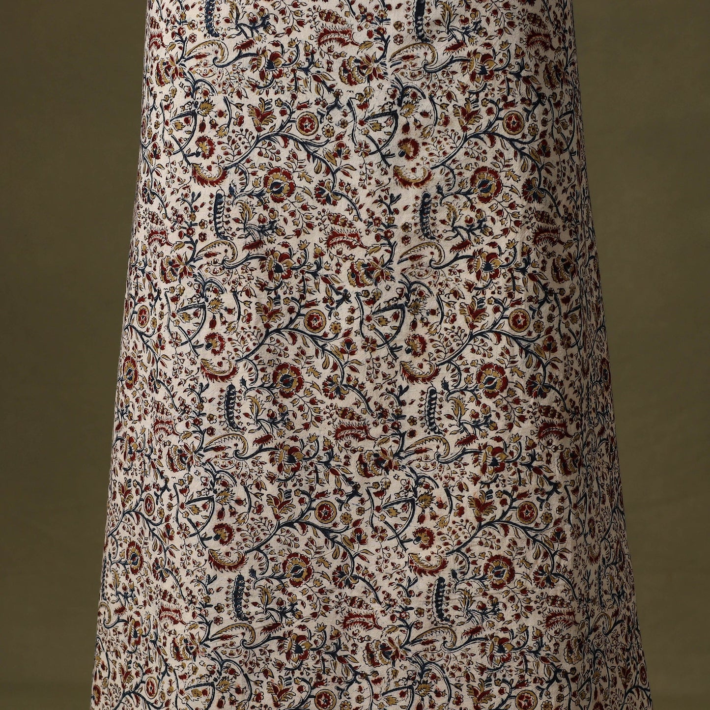 Beige Kalamkari Print Cotton Unstitched Kurta Material