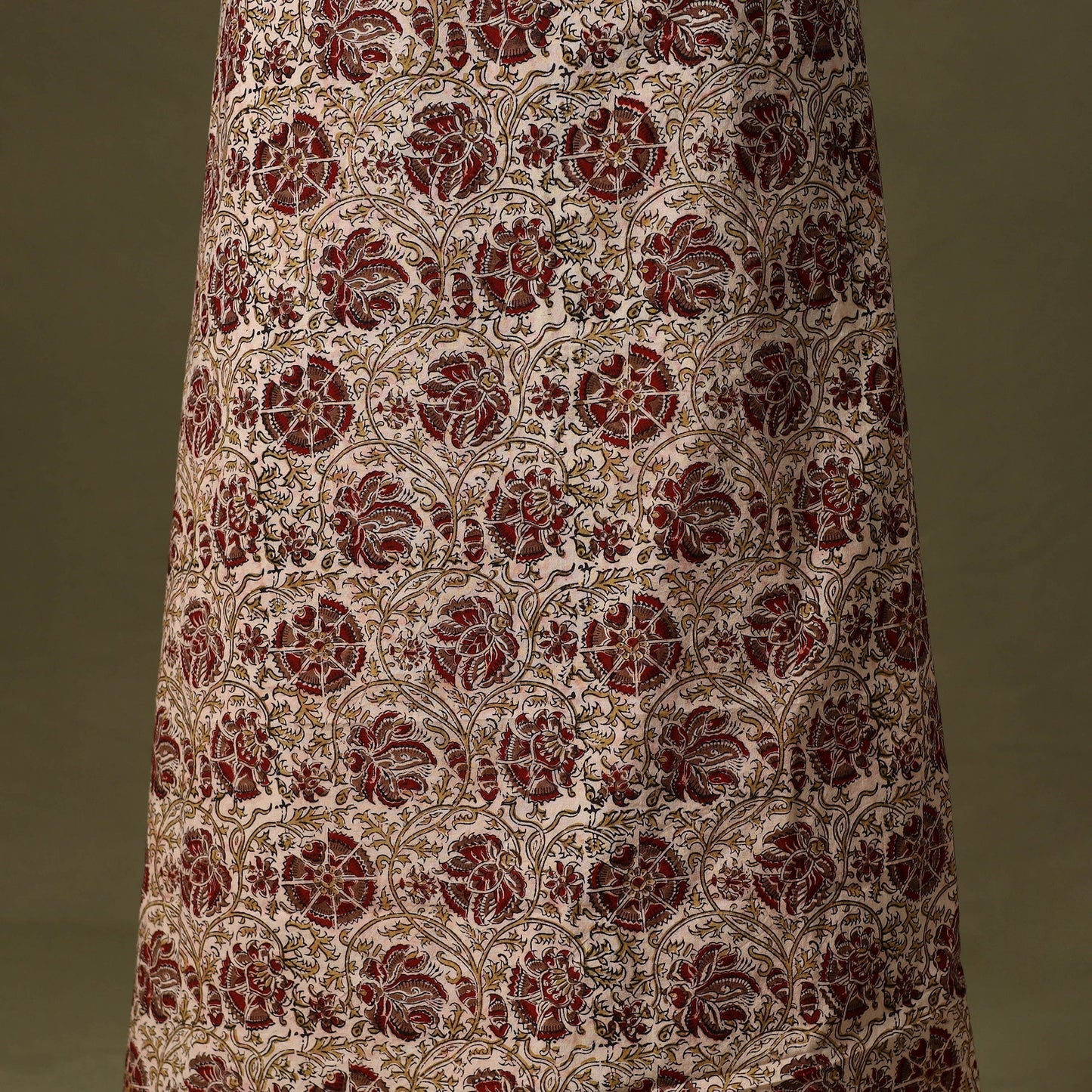 Beige Kalamkari Print Cotton Unstitched Kurta Material
