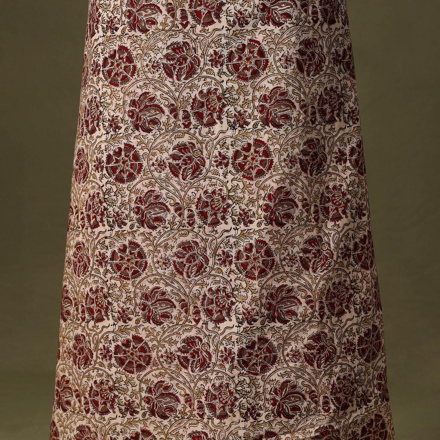 Beige Kalamkari Print Cotton Unstitched Kurta Material