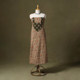 Beige Kalamkari Print Cotton Unstitched Kurta Material