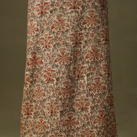 Beige Kalamkari Print Cotton Unstitched Kurta Material
