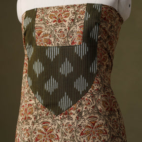 Beige Kalamkari Print Cotton Unstitched Kurta Material