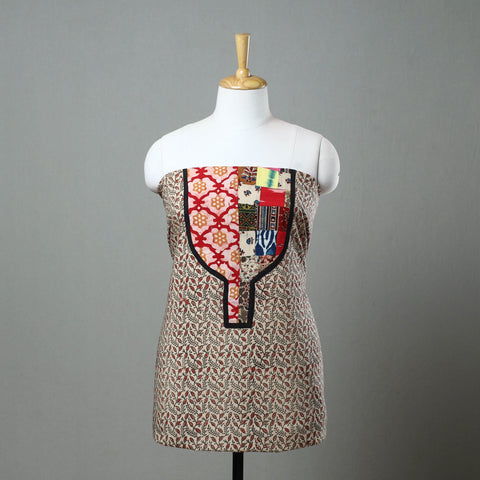 Beige - kalamkari cotton unstitched kurta material