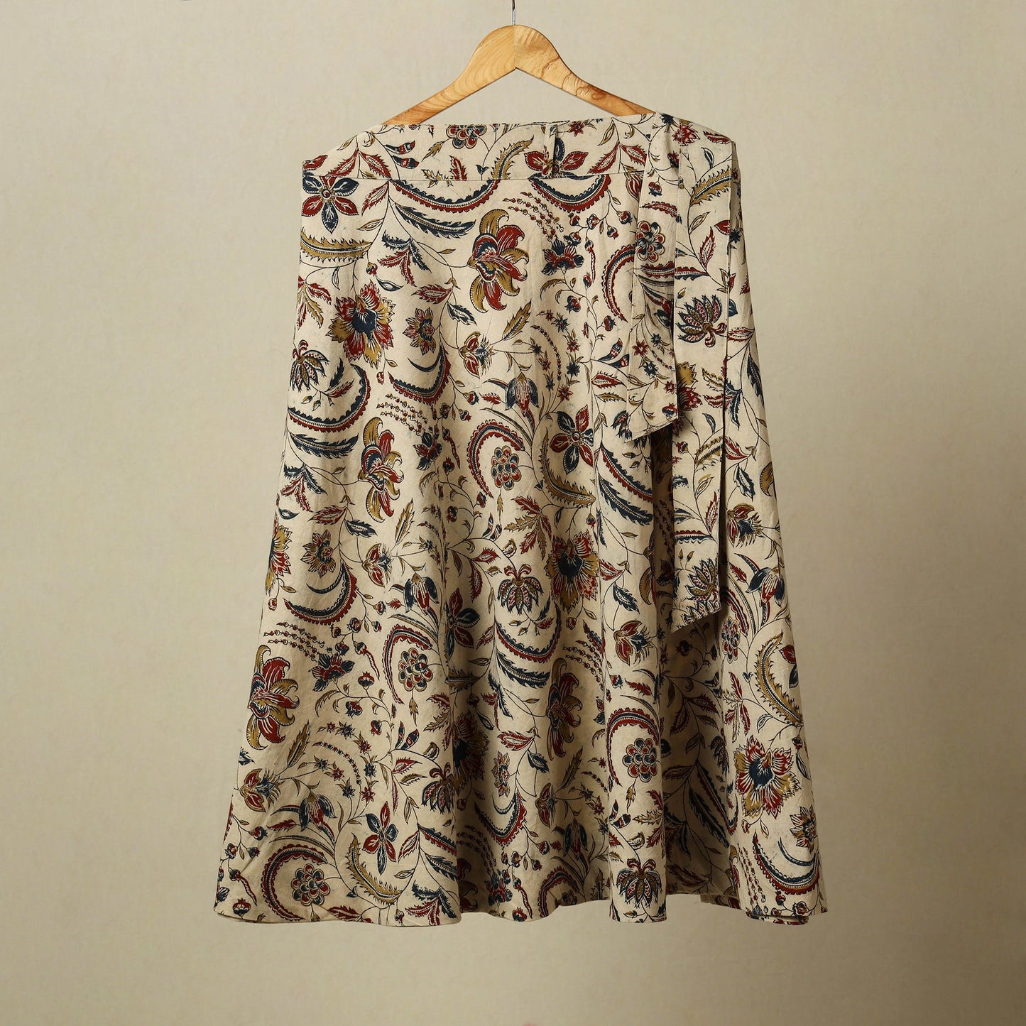 Beige - kalamkari cotton wrap around skirt 47 - handcrafted