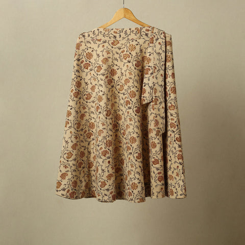 Beige - kalamkari cotton wrap around skirt 50 - handcrafted