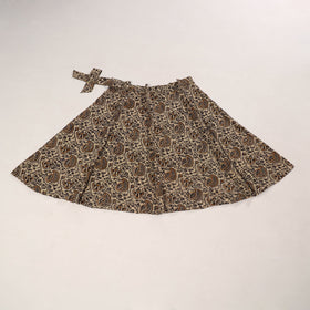 Beige - kalamkari cotton wrap around skirt 55 - handcrafted